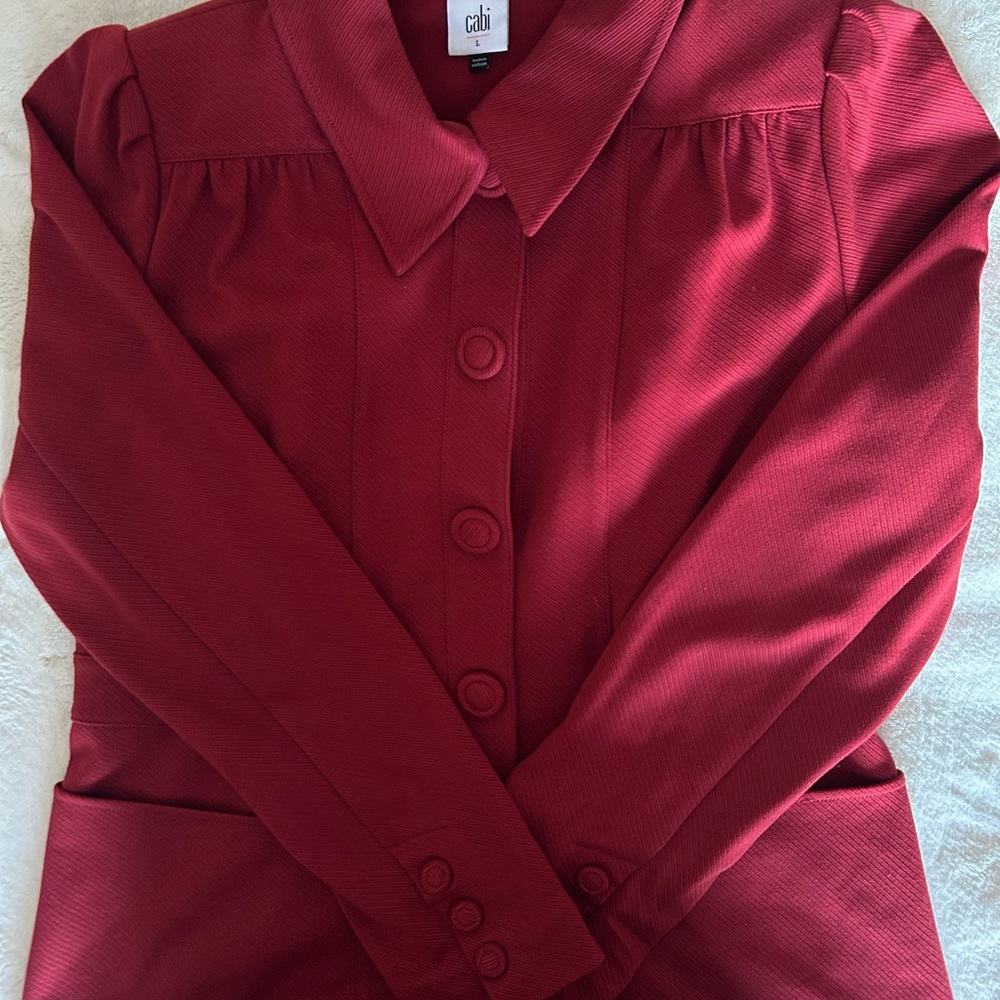 CAbi Deep Red Button-Up Jacket